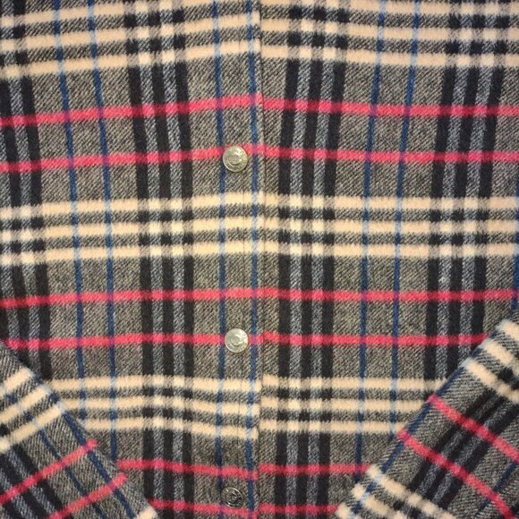 Vintage Evan Picone Plaid Jacket Wool Blazer Logo Snaps Boho Classic Women 14/16 - Picture 8 of 9